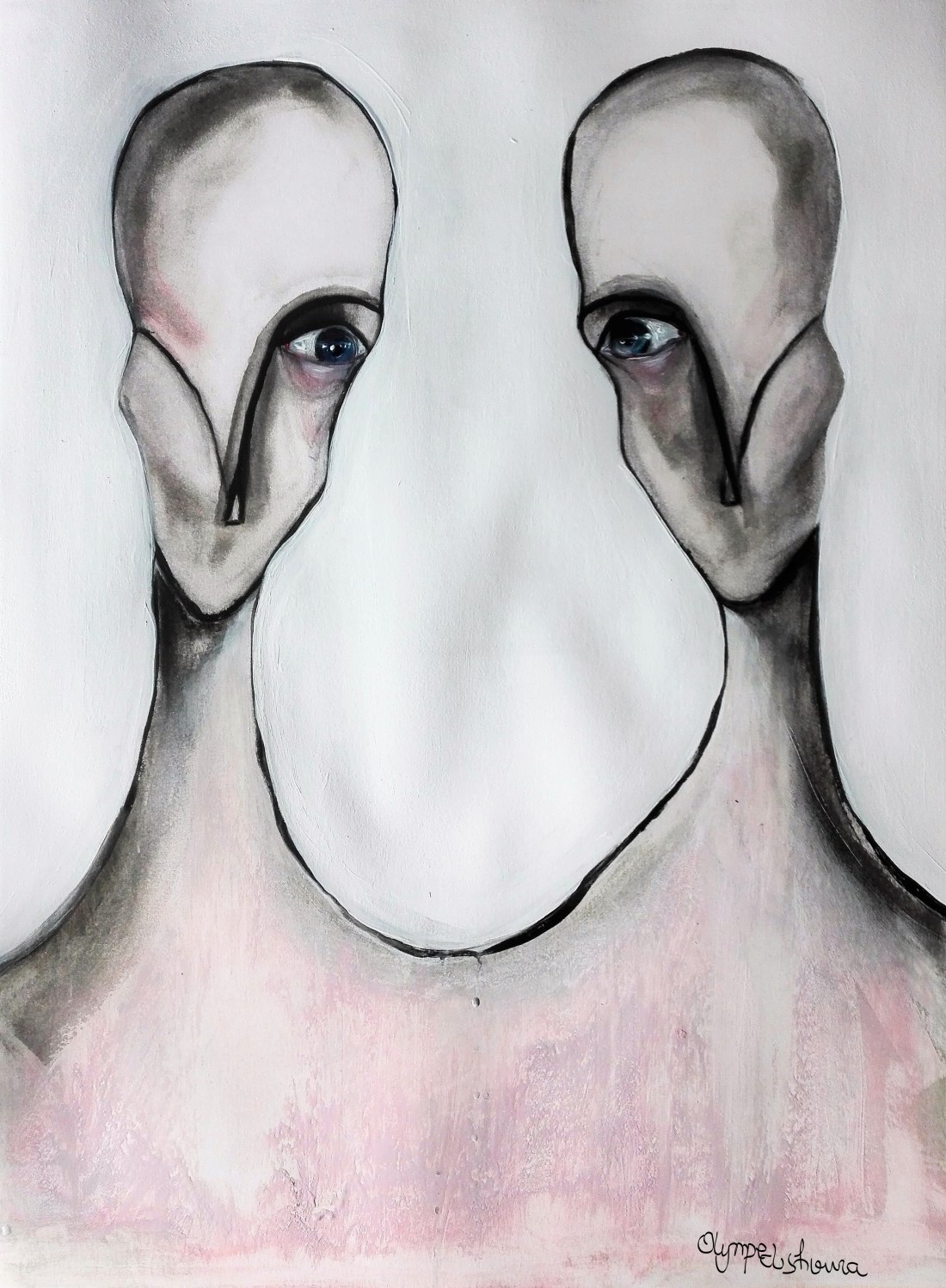 HERE YOU ARE - MIXED MEDIA ON FINE PAPER 50X65